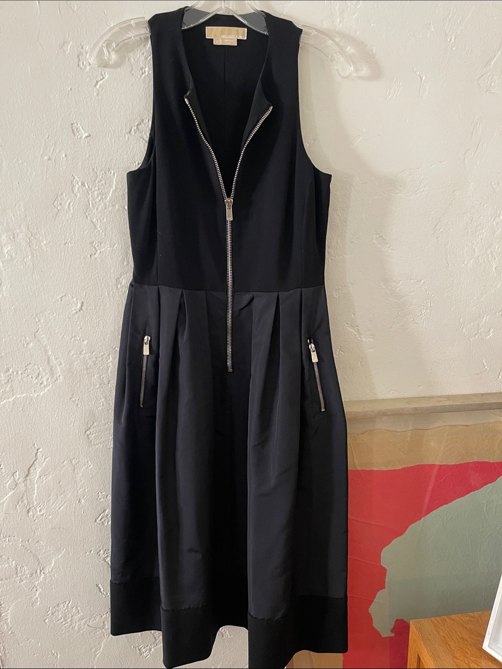 Tory Burch Black Sleeveless Zip-Front Midi Dress